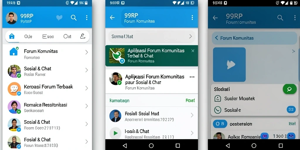 Tampilan antarmuka aplikasi Forum Komunitas 99RP yang menarik.