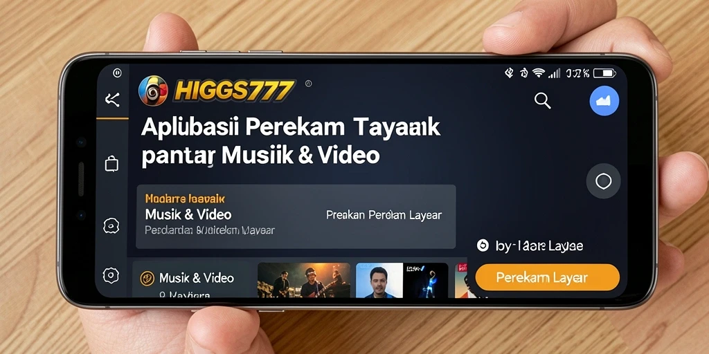 Tampilan antarmuka HIGGS777 saat merekam layar dengan fitur perekaman suara.