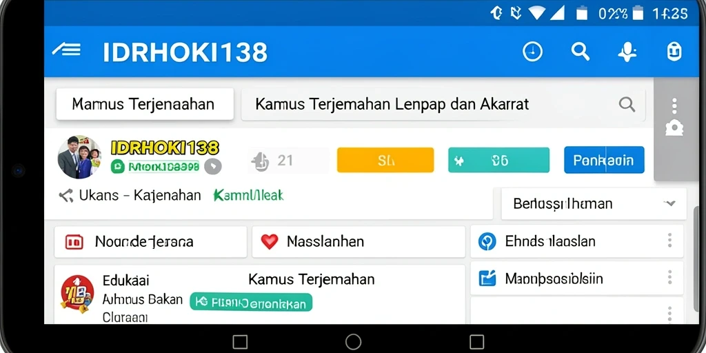 Antarmuka aplikasi IDRHOKI138 menampilkan kemudahan penggunaan dalam Kamus Terjemahan.