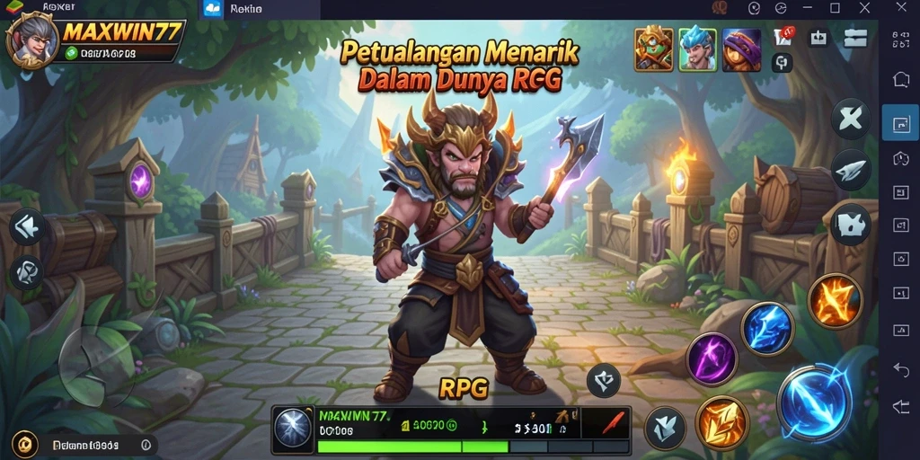 Antarmuka permainan RPG yang mengagumkan dan penuh warna di MAXWIN77.