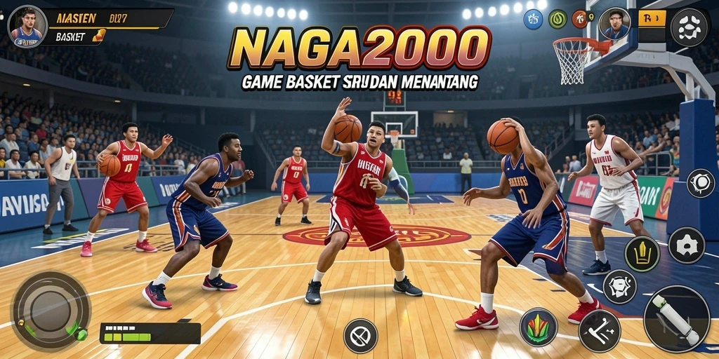 Screenshot NAGA2000 menampilkan aksi lapangan basket yang mendebarkan.