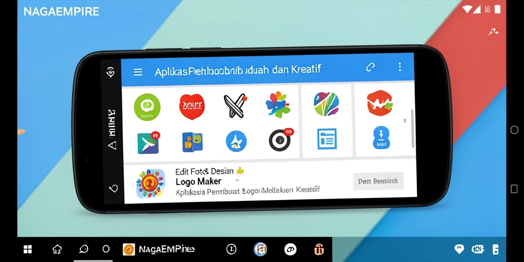 Tampilan antarmuka NAGAEMPIRE untuk membuat desain logo yang kreatif.
