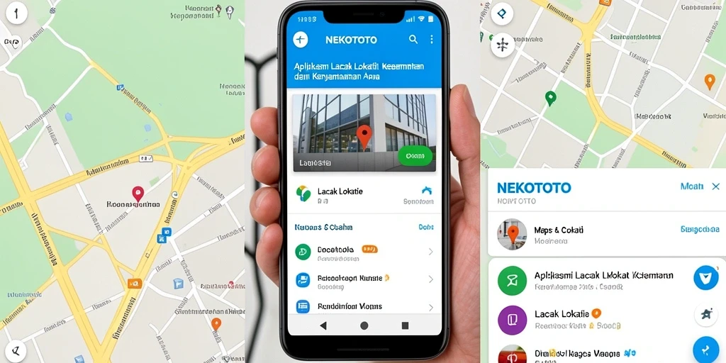 Tampilan utama NEKOTOTO menampilkan lokasi terkini dan peta interaktif.