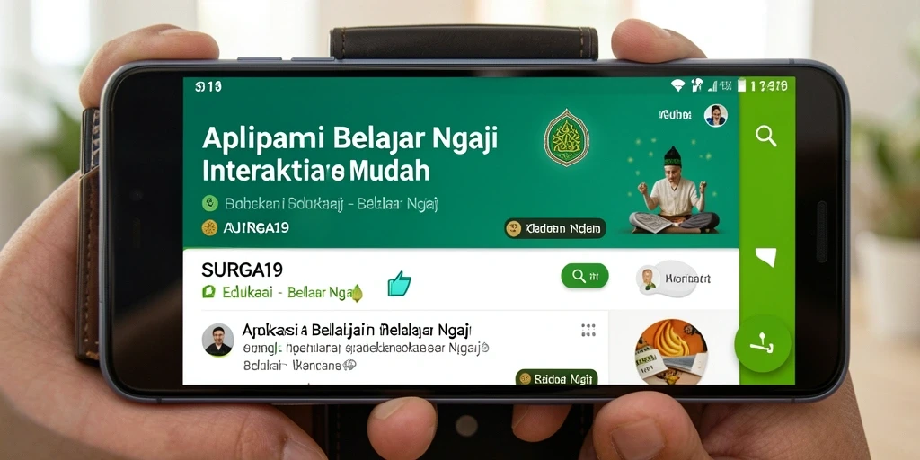 Antarmuka SURGA19 yang menarik dan mudah digunakan untuk belajar ngaji.