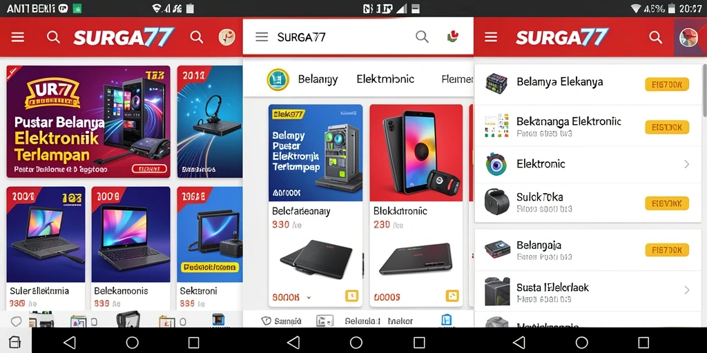 Tampilan antarmuka SURGA77 yang menarik dan fungsional untuk belanja elektronik.